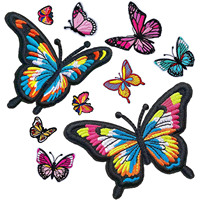 Patchs en chenille en forme de cœur en tissu sergé brodé avec un motif de papillon « Dieu est bon » en 3D à appliquer au fer à repasser, vente en gros personnalisée