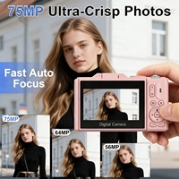 Kamera Digital Retro 5K 180 °   Kamera Vlogging Ringkas Layar Lipat dengan WiFi, Auto Focus, Zoom 18X, dan Lampu LED