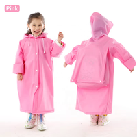 Usine directe garçons filles imperméable EVA Long imperméable avec grande capuche école sac à dos vêtements de pluie en motif Poncho Source directe