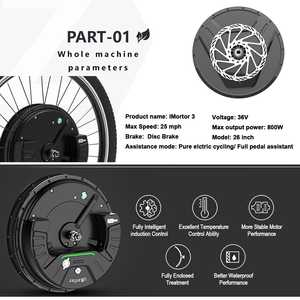 USA STOCK-<span class=keywords><strong>Kit</strong></span> completo bicicleta eléctrica con batería 350W <span class=keywords><strong>IMortor</strong></span>/ Imotor Motor rueda de cubo delantero Motor para bicicleta 26 "Control de aplicación - Product Image 2