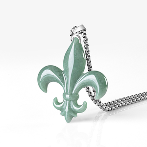 Collar con Colgante de Jade Natural Genuino, Flor de Iris Verde Esmeralda, Plata S925 Chapada en Oro, Incrustaciones de Jade, Estilo Hip Hop, Regalo Budista - Product Image 4