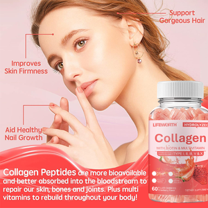 LIFEWORTH Biotin Vitamins Hydrolyzed <strong>Collagen</strong> Peptide Filled Gummies for Hair Skin and Nails - Product Image 2