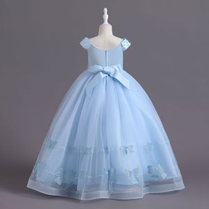 高品質ジャカードプリントバタフライプリンセスドレスピアノパフォーマンスパーティーイブニングウェディングフラワーガールズドレス - Product Image 6