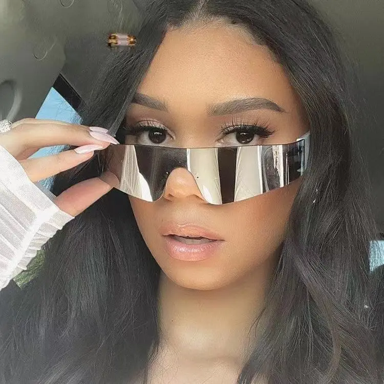 Latest Sunglasses Women Design Luxury Colorful Mirror Lens Shades Futuristic Riding Sun Glasses UV400