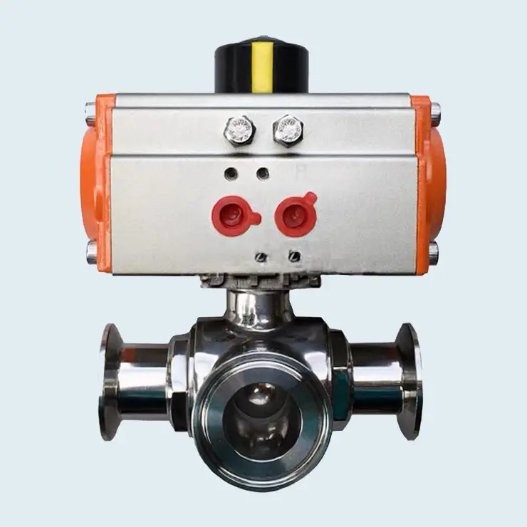 Quick Install Adjustable Stainless Steel Three Pieces 3pc Sanitary Pneumatic Full Package Ball Valve For Beverage
