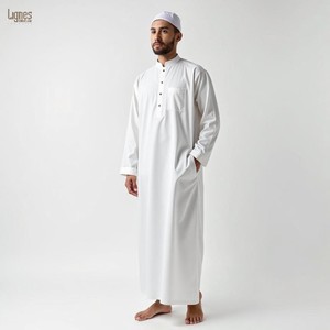Vêtements islamiques modestes pour hommes en gros, robe à capuche <span class=keywords><strong>marocaine</strong></span> brodée respirante en polyester, Thobe - Product Image 2