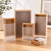 Boîte cadeau personnalisée transparente de style tiroir, boîte d'emballage pour snacks et pâtisseries, boîte à tiroir en papier kraft, boîte de rangement pour cadeaux