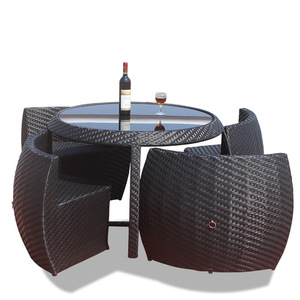 Juego de Mesa y Sillas de Comedor de Mimbre Plegables, Modernas, Duraderas y Ligeras, con Diseño Apilable para Restaurante, Jardín, Patio - Product Image 4