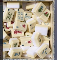 Set Mahjong Amerika Minimalis Motif Botani Mewah, Warna Krem Bagian Depan, Putih Bagian Belakang, Permainan Keluarga, Hadiah