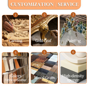 Hochwertige Barock Schlafzimmermöbel-Sets mit Goldfolie, Luxuriöse Himmelbetten aus Holz - Product Image 3