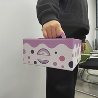 Boîtes d'emballage alimentaire et de desserts en carton ondulé avec poignée, impression personnalisée au design unique pour pâtisseries (impression offset)