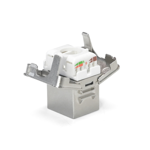 Connettore Keystone RJ45 Femmina-Femmina Cat6A FTP Schermato con Cavo Intrecciato Placcato <span class=keywords><strong>Oro</strong></span> 8P8C T568A/B Bianco - Product Image 6
