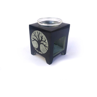 Diffuseur d'huiles essentielles en pierre de savon écologique avec bol en verre et tamis, brûleur d'aromathérapie électrique à brancher