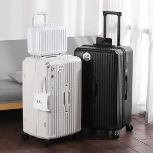 Manufactory OEM Multifunction Spinner Luggage with Charging Port and Cup Holder Aluminum Frame Hard Equipment Suitcase Luggage