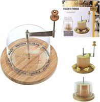 Totally Addict KD3160 Racloir Râpe À Fromage D18.6 X H24.5 Bois Beige Gris Transparent En Acier Inoxydable En Plastique Cloche Fromage Outils