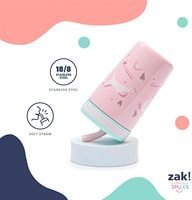 Zak Designs Kelso Tasses à bec en acier inoxydable de 12oz Tasses pour tout-petits isolées sous vide anti-fuite Conception Safari pour enfants Voyage à la maison