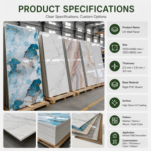 Panneau mural en PVC imperméable 2/2,5/2,8/3 mm, feuille de marbre UV, panneau mural UV - Product Image 2