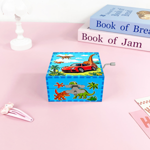 Boîte à musique à manivelle pour enfants Yiyu, motif dinosaure, avec miroir, mélodie personnalisée, boîte de rangement musicale artisanale, <span class=keywords><strong>cadeau</strong></span> d'anniversaire pour garçons - Product Image 2