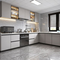 Meuble îlot moderne en aggloméré Benovo, prêt à assembler, mobilier de cuisine de luxe en bois, évier coloré en MDF, idéal pour villa
