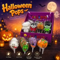Halloween griezelige schedelvormige harde lolly's met spookpatroon, harde zoete feestelijke traktatie lolly voor kinderen
