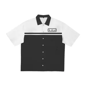 2023 Shirt Custom Men's Contrast Panel Loose Retro Classic Versatile Polo Collar Short Sleeve Casual Shirt