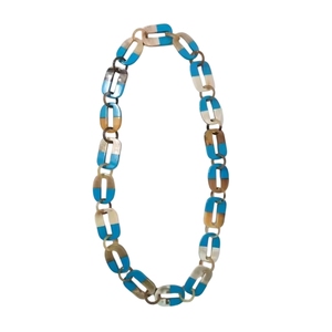 Collar Personalizable de Cuerno de Búfalo Natural con Cadena de Perlas y Diamantes, Joyería Ecológica para Mujer - Product Image 3