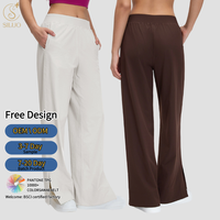 Pantalon large personnalisé taille haute en Spandex, extensible dans quatre directions, respirant, séchage rapide, pour le quotidien, la course, la gym et le fitness