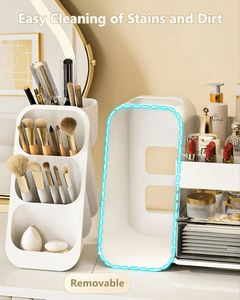 Bathroom Vanity Countertop Makeup Organizer Cosmetic <b>Storage</b> <b>Box</b> with 4 Drawer for Dresser Rotating Clear Skin Care Display Rack - Product Image 2