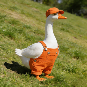 تماثيل راتنجية على شكل إوزة بيضاء بطول 25 و15 و6 بوصات، قابلة للتغيير وارتداء ملابس مختلفة، للديكور - Product Image 1