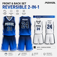 Ensemble de maillots de basket-ball réversibles personnalisés certifiés SGS, sublimation à double face avec dégradé, uniforme d'équipe, maille respirante à séchage rapide, OEM, adulte et junior
