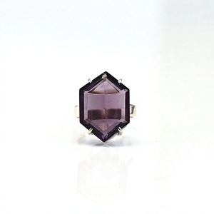 Superbe bague de mariage en argent sterling 925 massif de qualité supérieure, avec pierre précieuse en quartz améthyste taille hexagonale hydro 10x14mm, faite à la main pour femme, or 18 carats - Product Image 1