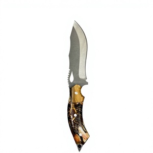 Couteau de chasse Jexa Jexa-HC-190 léger et durable à lame fixe, couteau à dépecer pour le camping, bord partiellement dentelé, époxy jaune - Product Image 5