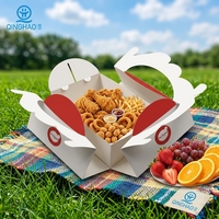Boîtes en papier enduit personnalisées avec poignée pour l'emballage de sushis, poulet frit, pâtisserie - Matériaux recyclés écologiques, taille et couleur personnalisées