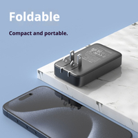 Bloc de chargeur mural USB C direct d'usine 65W, prise de charge USB-C plate ultra mince à 3 ports, adaptateur secteur USB pliable