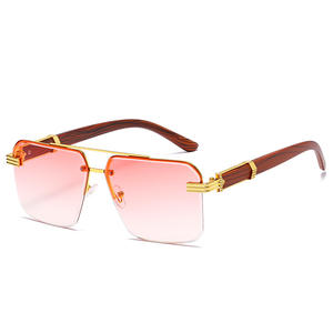 Nouvelles lunettes de soleil tendance à dégradé carré irrégulier 4357 pour hommes, verres découpés, branches en bois imprimé, lunettes de soleil métalliques pour femmes <span class=keywords><strong>2022</strong></span> - Product Image 6