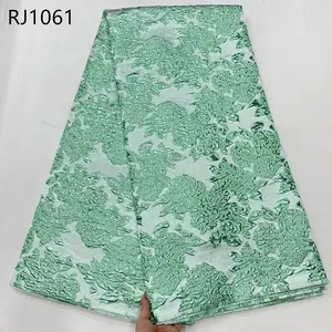 Tecido de renda brocado africano bordado tecido de renda jacquard francês de alta qualidade vestido francês para mulheres material dourado para casamento