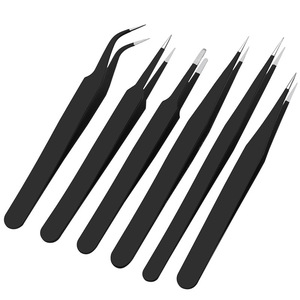 Wholesale <b>Anti</b>-<b>static</b> Eyebrow Tweezers Set Stainless Steel Soldering Precision Curved Eyelash Tweezers Kit for Phone Repairing - Product Image 3
