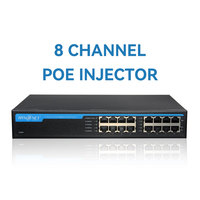 Injecteur PoE 150W 48V 10 Gbit/s 8 ports, alimentation Ethernet pour caméras IP, commutateurs réseau multi-ports, certifié CE/FCC/ROHS, capacité 16G