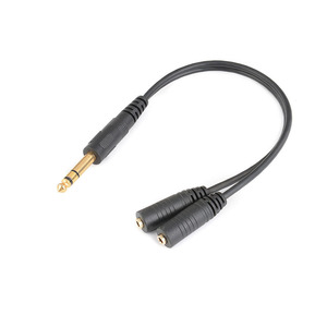 Convertidor de audio de 6,35 mm macho a 2x 3,5 mm hembra, cable divisor de audio para auriculares y altavoces - Product Image 1