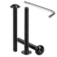 Vis à tête ronde hexagonale en acier inoxydable noir 304 ISO7380-2 avec collier, boulons de machine M3 M4 M5 M6 M8 M10 M12 pour quincaillerie