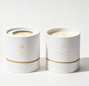 Scented Candle <b>White</b> Paper Tube Packaging Recyclable Cylindrical <b>Box</b> for Home Fragrance - Product Image 1