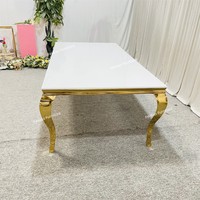 Meubles de fête de mariage en acier inoxydable, Table de Banquet en MDF blanc, prix d'usine bon marché