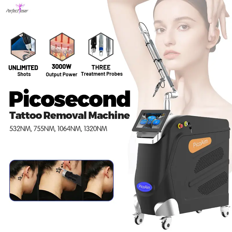 Máquina de eliminación de tatuajes, láser picosegundos profesional, Pico, 755nm, Nd Yag, Picolaser