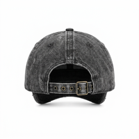 Casquette de baseball en jean vieilli avec broderie personnalisée effet glitch, gris délavé, visière courbée, style vintage, streetwear OEM