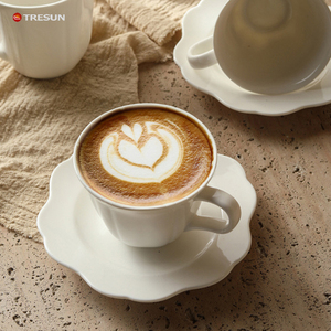 Juego de Taza y Platillo de Cerámica para Café, Multi-Capacidad, Apto para Microondas, Resistente a Altas Temperaturas, para Cafetería o Restaurante - Product Image 5