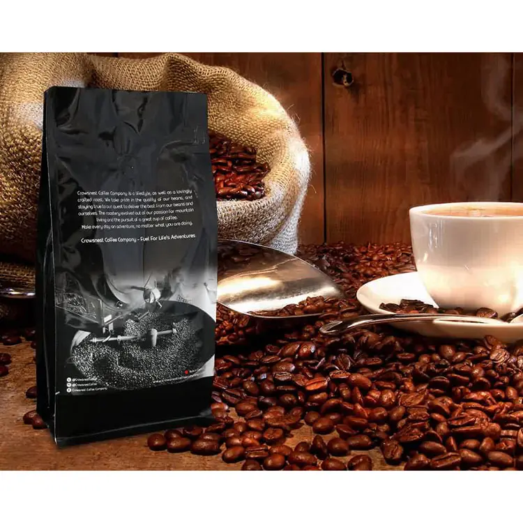 Kunden spezifisch bedruckte Aluminium folie flacher Boden leerer Kaffee beutel mit Ventil