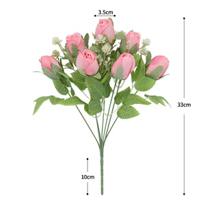 Bouquet de roses artificielles en soie Donghe, 7 têtes, rouge perle, décorations pour mariage et maison - Product Image 5