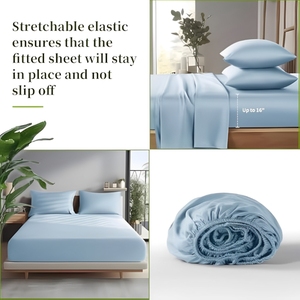 Cloudland 100% tre tấm ga trải giường lụa mềm 100% tre tấm ga trải giường thoáng khí 100% tre tấm ga trải giường Bộ - Product Image 2