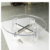 Table basse ronde moderne en acrylique transparent avec pieds en acier inoxydable pour salon, mobilier de maison, bureau, hôtel, café