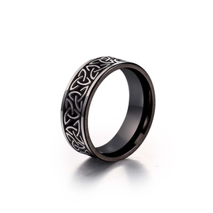 Nordic Style Viking Graphic <b>Titanium</b> Steel <b>Ring</b> Bronze Men's Jewelry SA1115 - Product Image 1